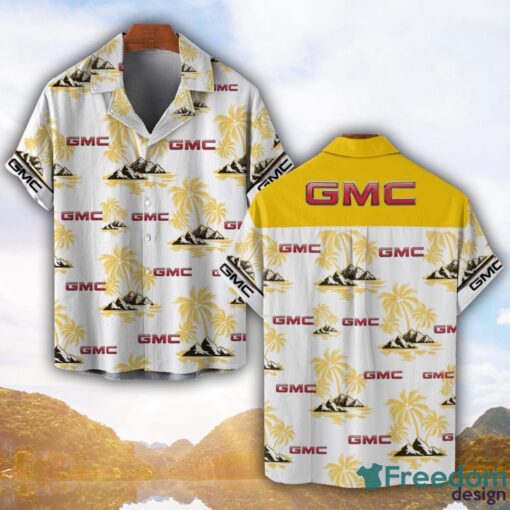 GMC Car Yellow Coconut Pattern Combo 3D Hawaiian Shirt And Shorts Product Photo 1