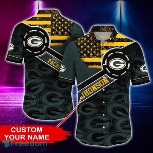 Green Bay Packers Personalized Button Shirt NFL Hawaiian Shirt Custom Name Product Photo 1