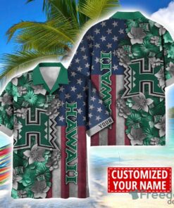 Hawaii Rainbow Warriors Custom name USA Flag 4th July Independence Day Hawaiian Shirt