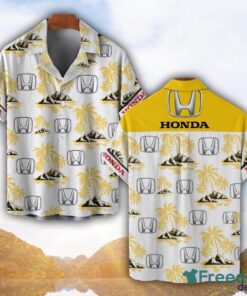 Honda Yellow Coconut Pattern Combo 3D Hawaiian Shirt And Shorts