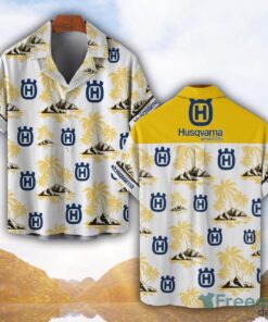 Husqvarna Motorcycles Yellow Coconut Pattern Combo 3D Hawaiian Shirt And Shorts