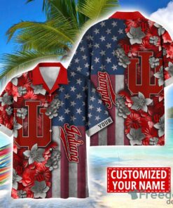 Indiana Hoosiers Custom name USA Flag 4th July Independence Day Hawaiian Shirt