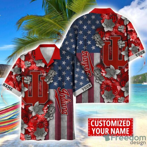 Indiana Hoosiers Custom name USA Flag 4th July Independence Day Hawaiian Shirt Product Photo 1