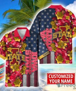 Iowa State Cyclones Custom name USA Flag 4th July Independence Day Hawaiian Shirt