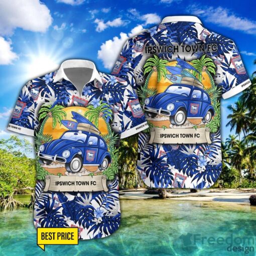 Ipswich Town F.C Car Beach Pattern Hawaiian Shirt And Shorts Product Photo 1