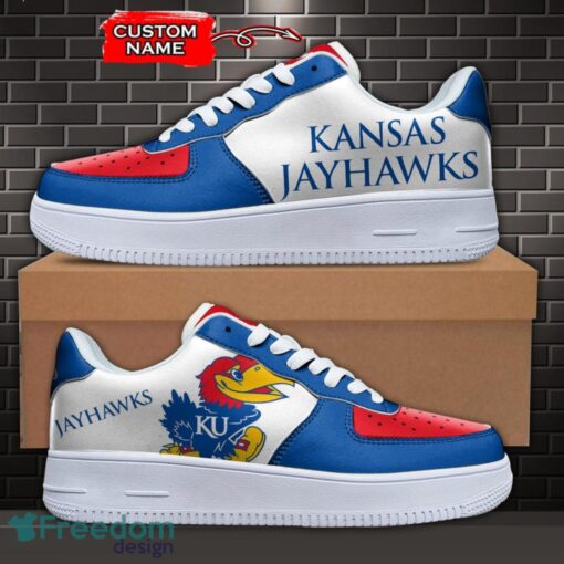 Kansas Jayhawks NCAA AF1 Personalized Name Sneakers Air Force Shoes For Fans Product Photo 1