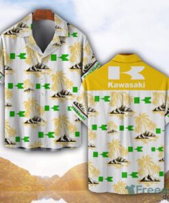 Kawasaki Yellow Coconut Pattern Combo 3D Hawaiian Shirt And Shorts