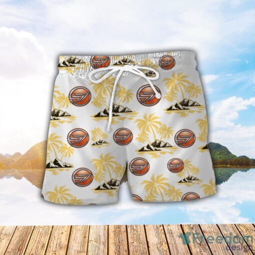 Keeway Motorcycles Yellow Coconut Pattern Combo 3D Hawaiian Shirt And Shorts Product Photo 2