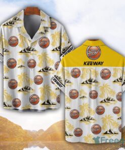 Keeway Motorcycles Yellow Coconut Pattern Combo 3D Hawaiian Shirt And Shorts