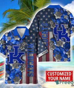 Kentucky Wildcats Custom name USA Flag 4th July Independence Day Hawaiian Shirt