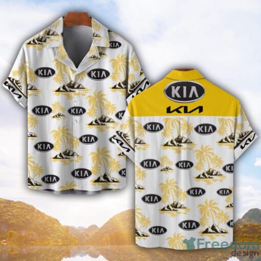 Kia Yellow Coconut Pattern Combo 3D Hawaiian Shirt And Shorts Product Photo 1