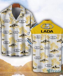 Lada Yellow Coconut Pattern Combo 3D Hawaiian Shirt And Shorts