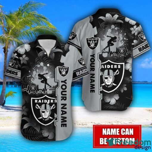 Las Vegas Raiders Flower Tropical Hawaiian Shirt And Shorts Custom Name For Fans Summer Outfit Product Photo 2