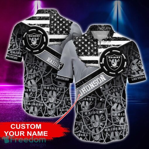 Las Vegas Raiders Personalized Button Shirt NFL Hawaiian Shirt Custom Name Product Photo 1