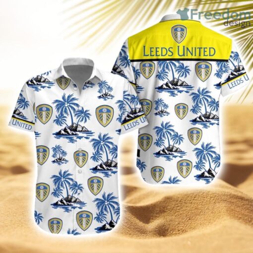 Leeds United F.C Tropical Striped Hawaiian Shirt Trending New Product Photo 1