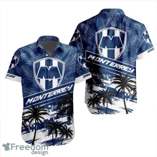 LIGA MX C.F. Monterrey Coconut Logo Pattern 3D Hawaiian Shirt Product Photo 1