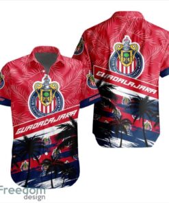 LIGA MX Chivas Guadalajara Coconut Logo Pattern 3D Hawaiian Shirt Product Photo 1