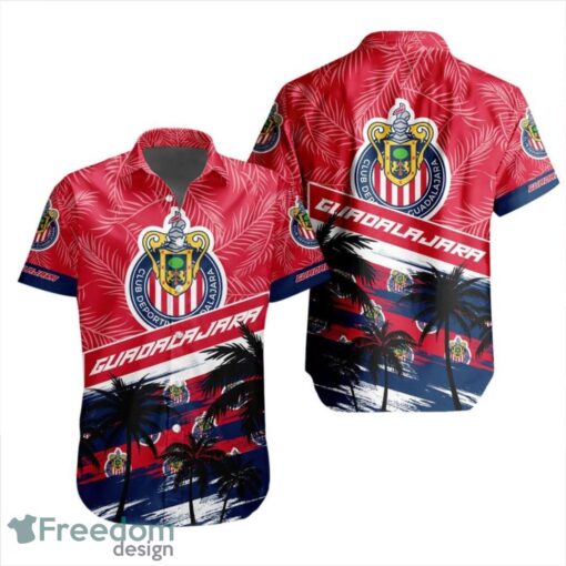 LIGA MX Chivas Guadalajara Coconut Logo Pattern 3D Hawaiian Shirt Product Photo 1