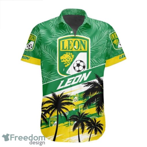 LIGA MX Club Leon Coconut Logo Pattern 3D Hawaiian Shirt Product Photo 2