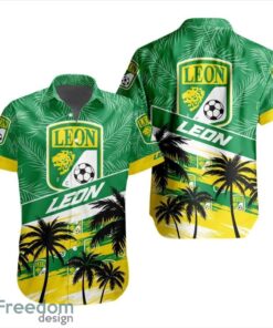 LIGA MX Club Leon Coconut Logo Pattern 3D Hawaiian Shirt