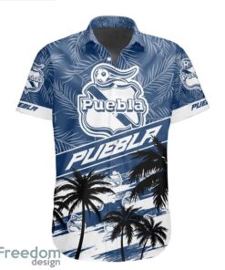 LIGA MX Club Puebla Coconut Logo Pattern 3D Hawaiian Shirt Product Photo 2