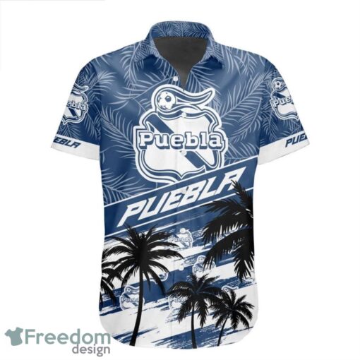 LIGA MX Club Puebla Coconut Logo Pattern 3D Hawaiian Shirt Product Photo 2