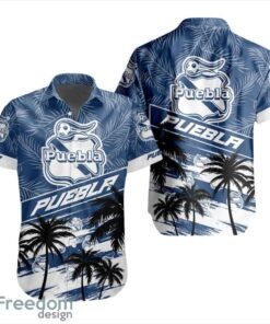 LIGA MX Club Puebla Coconut Logo Pattern 3D Hawaiian Shirt Product Photo 1