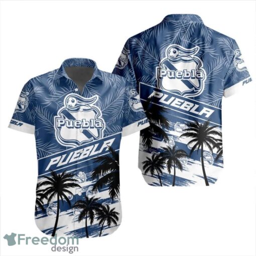 LIGA MX Club Puebla Coconut Logo Pattern 3D Hawaiian Shirt Product Photo 1