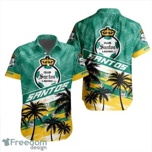 LIGA MX Club Santos Laguna Coconut Logo Pattern 3D Hawaiian Shirt Product Photo 1