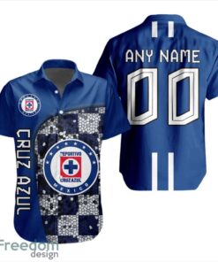 LIGA MX Cruz Azul 3D Hawaiian Shirt Custom Name And Number Shirt Product Photo 1