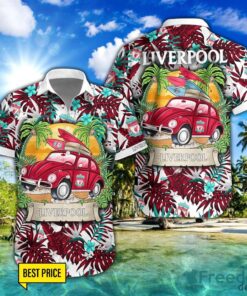 Liverpool F.C Car Beach Pattern Hawaiian Shirt And Shorts