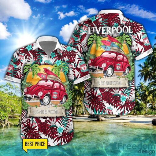 Liverpool F.C Car Beach Pattern Hawaiian Shirt And Shorts Product Photo 1