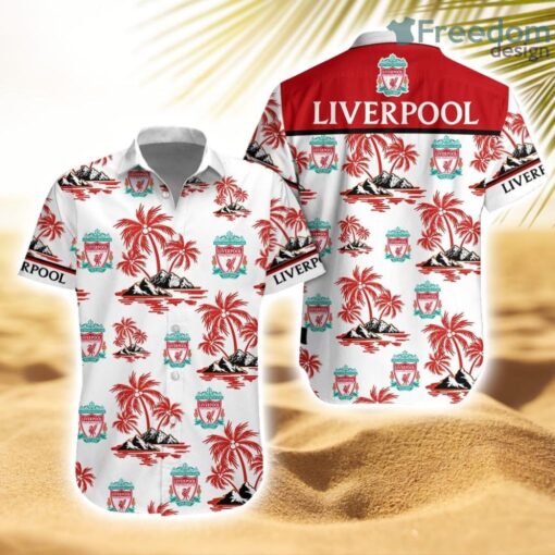 Liverpool F.C Tropical Striped Hawaiian Shirt Trending New Product Photo 1