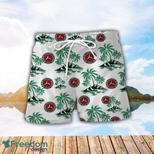 Logo 1 Mercedes-AMG Green Coconut Pattern Combo 3D Hawaiian Shirt And Shorts Product Photo 2