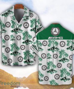 Logo 2 Mercedes-AMG Green Coconut Pattern Combo 3D Hawaiian Shirt And Shorts