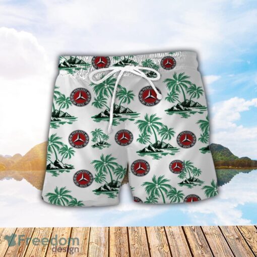 Logo 3 Mercedes-Benz Green Coconut Pattern Combo 3D Hawaiian Shirt And Shorts Product Photo 2