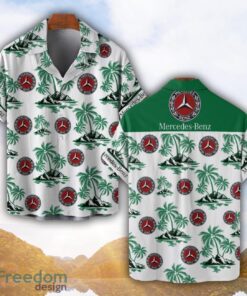 Logo 3 Mercedes-Benz Green Coconut Pattern Combo 3D Hawaiian Shirt And Shorts