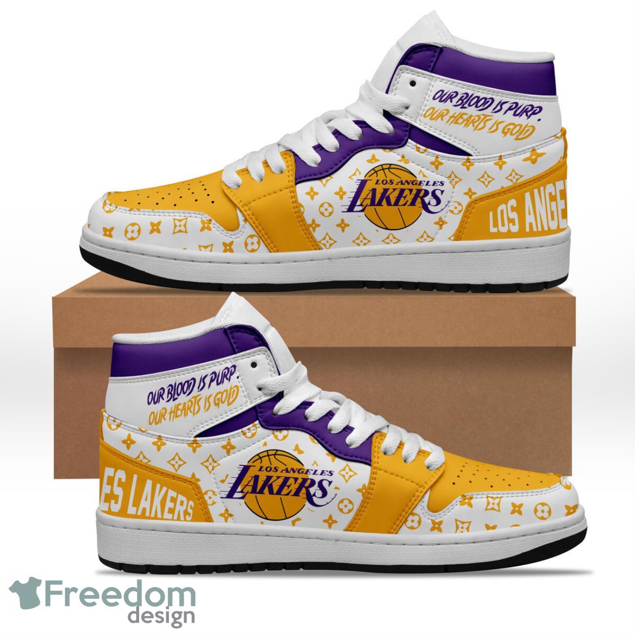 Los Angeles Lakers Air Jordan Hightop Sneakers Shoes For Men And Women AJ1 Sneakers image Los Angeles Lakers Air Jordan Hightop Sneakers Shoes For Men And Women AJ1 Sneakers Product Photo 1