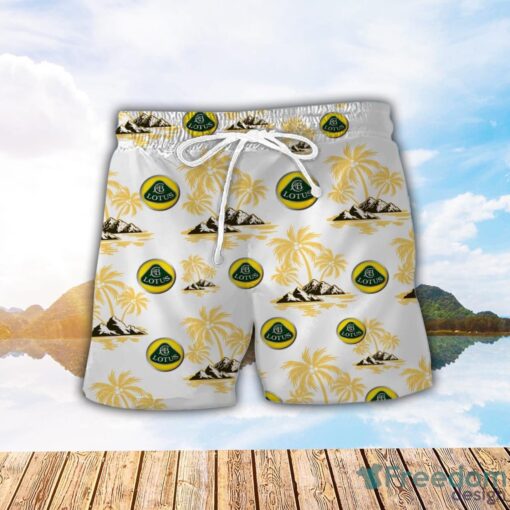 Lotus Yellow Coconut Pattern Combo 3D Hawaiian Shirt And Shorts Product Photo 2