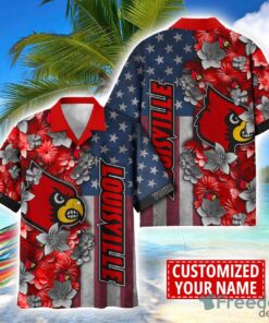 Louisville Cardinals Custom name USA Flag 4th July Independence Day Hawaiian Shirt