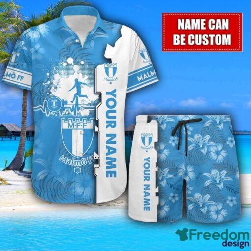 Malmö FF Flower Tropical Hawaiian Shirt And Shorts Custom Name For Fans Summer Outfit Product Photo 1