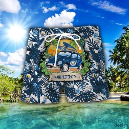 Manchester City F.C Car Beach Pattern Hawaiian Shirt And Shorts Product Photo 2