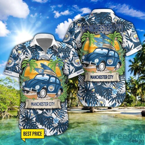 Manchester City F.C Car Beach Pattern Hawaiian Shirt And Shorts Product Photo 1