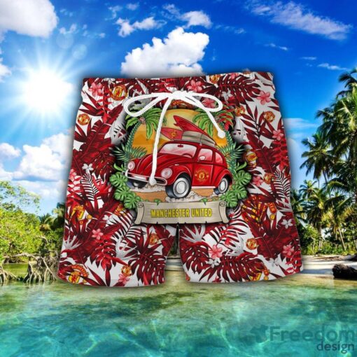 Manchester United Car Beach Pattern Hawaiian Shirt And Shorts Product Photo 2