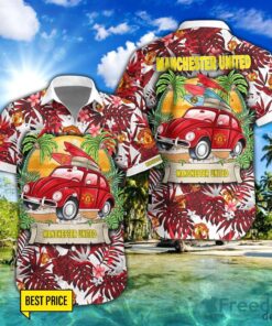 Manchester United Car Beach Pattern Hawaiian Shirt And Shorts