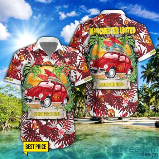 Manchester United Car Beach Pattern Hawaiian Shirt And Shorts Product Photo 1