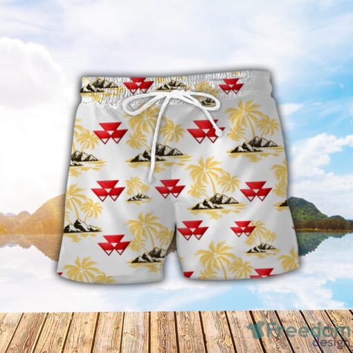 Massey Ferguson Yellow Coconut Pattern Combo 3D Hawaiian Shirt And Shorts Product Photo 2