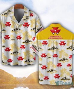 Massey Ferguson Yellow Coconut Pattern Combo 3D Hawaiian Shirt And Shorts