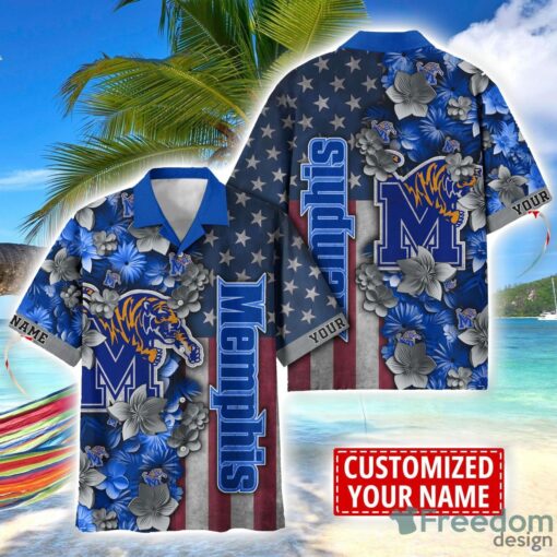 Memphis Tigers Custom name USA Flag 4th July Independence Day Hawaiian Shirt Product Photo 1