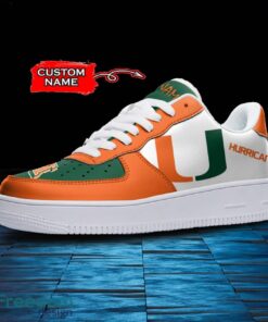 Miami Hurricanes NCAA AF1 Personalized Name Sneakers Air Force Shoes For Fans Product Photo 2